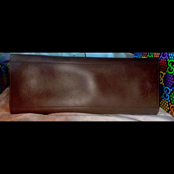 Gucci Brown Leather Crystal Butterfly Linea Totem Large Top Handle Bag - Picture 3 of 8